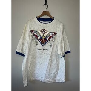 Vintage Cheyenne Shirt WY Wyoming Gray Native Graphic Tee VTG 1990s 90s 2XL